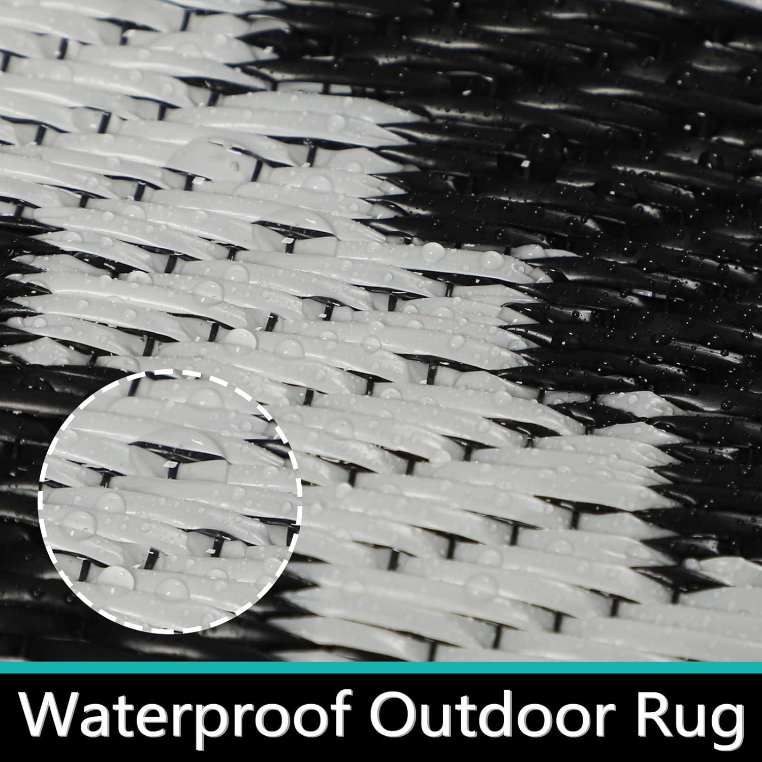 Wetterfester Outdoor Teppich Schwarz 150 x 245 cm
