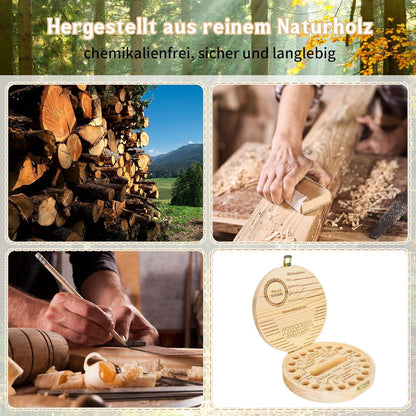 Milchzahndose Holz Aufbewahrungsbox mit Namen für Baby Mädchen und Jungen