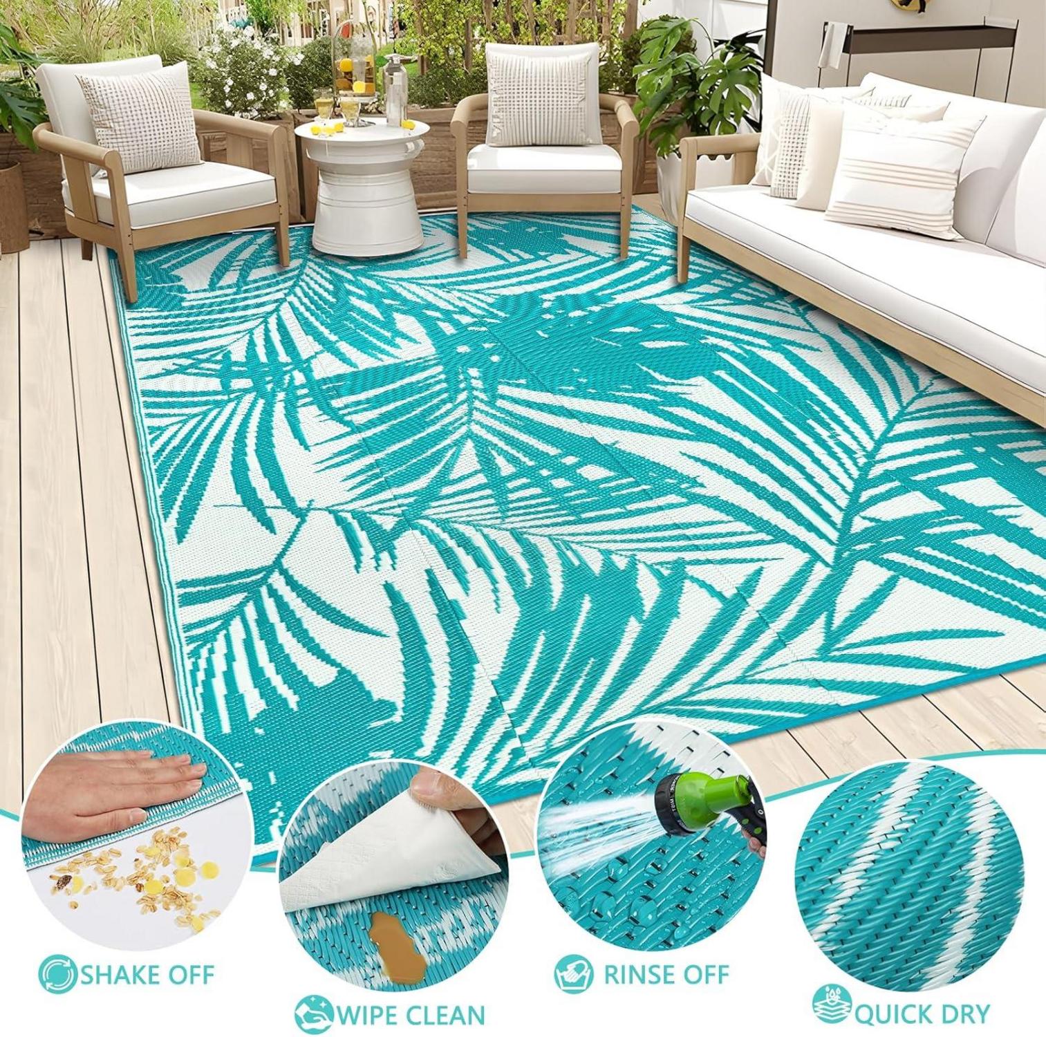 Wetterfester Outdoor Teppich 150 x 245 cm Terrasse Garten