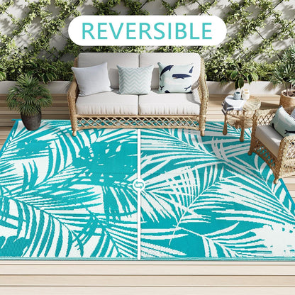 Famibay Outdoor Teppich 150x245 cm Wetterfest und Leichtgewicht Teal