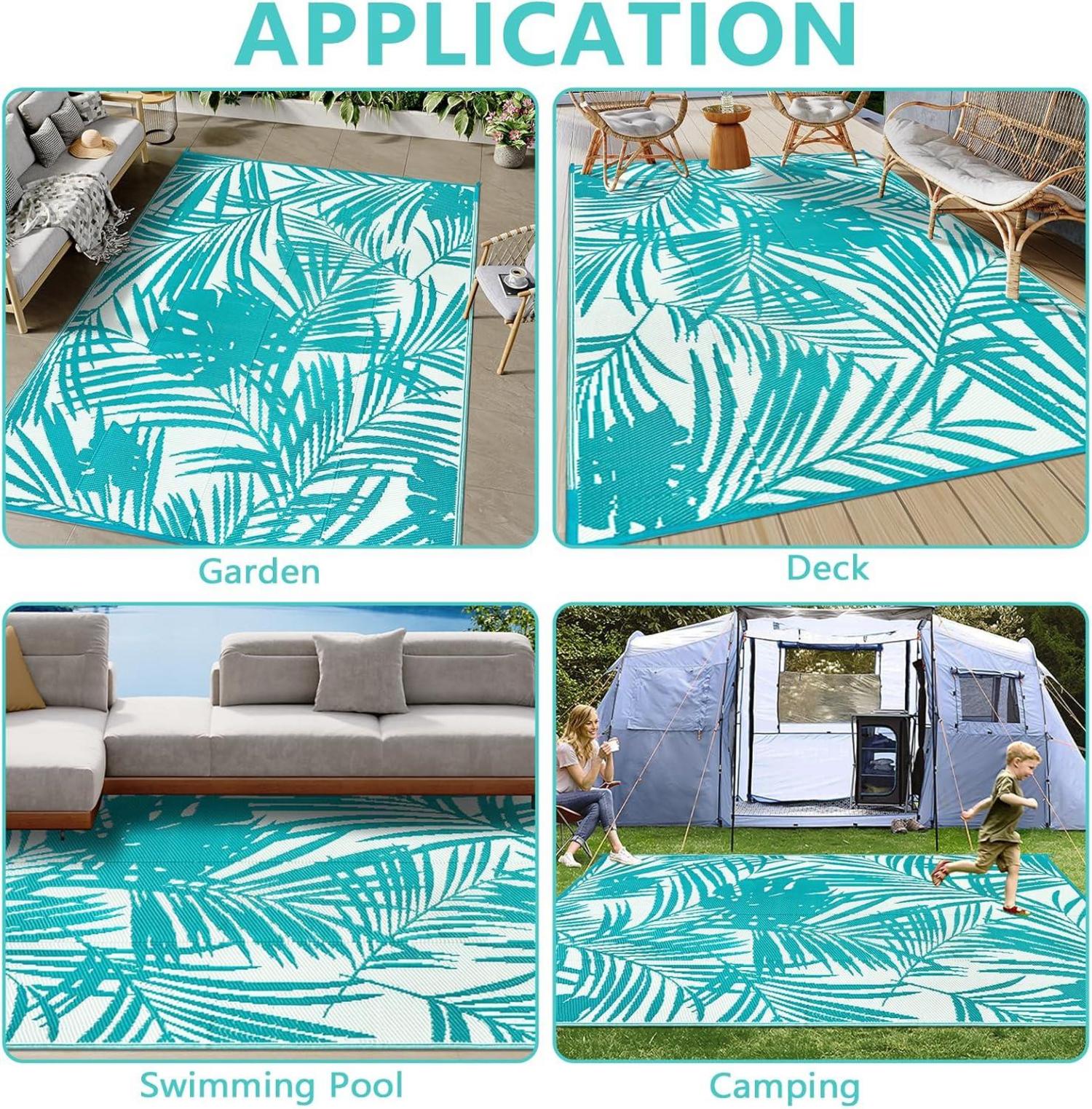 Outdoor Teppich 150x245 cm Wetterfest Terrassenteppich Gartenteppich