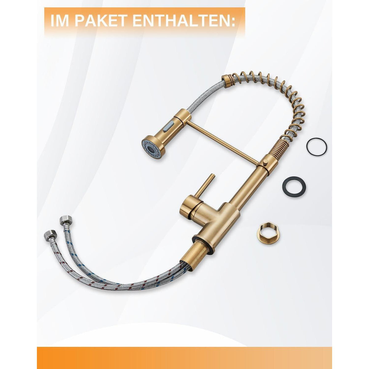 Küchenarmatur Gold Ausziehbar 360° Schwenkbar mit Brause