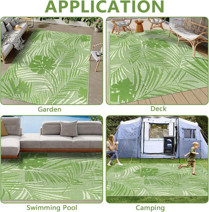Outdoor Teppich Wetterfest Kunststoff Grün 150x245cm für Terrasse Garten