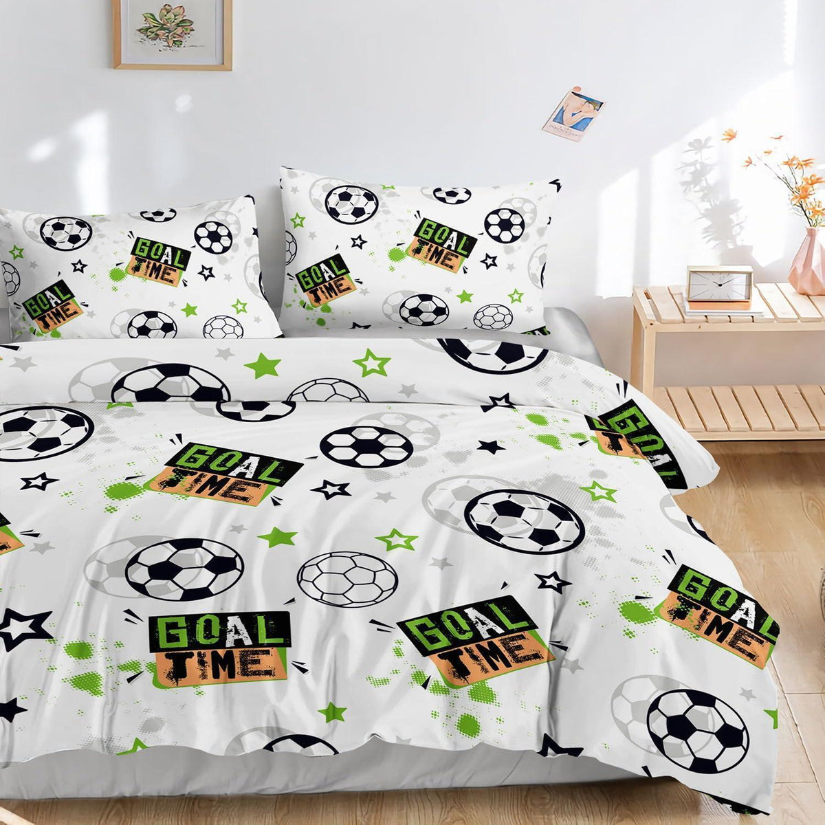 Fußball Bettwäsche Set für Kinder mit Graffiti-Druck 200x200 cm