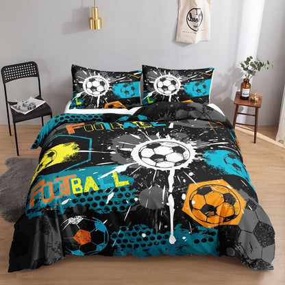 Fußball Bettwäsche Set für Kinder mit Graffiti-Druck 200x200 cm