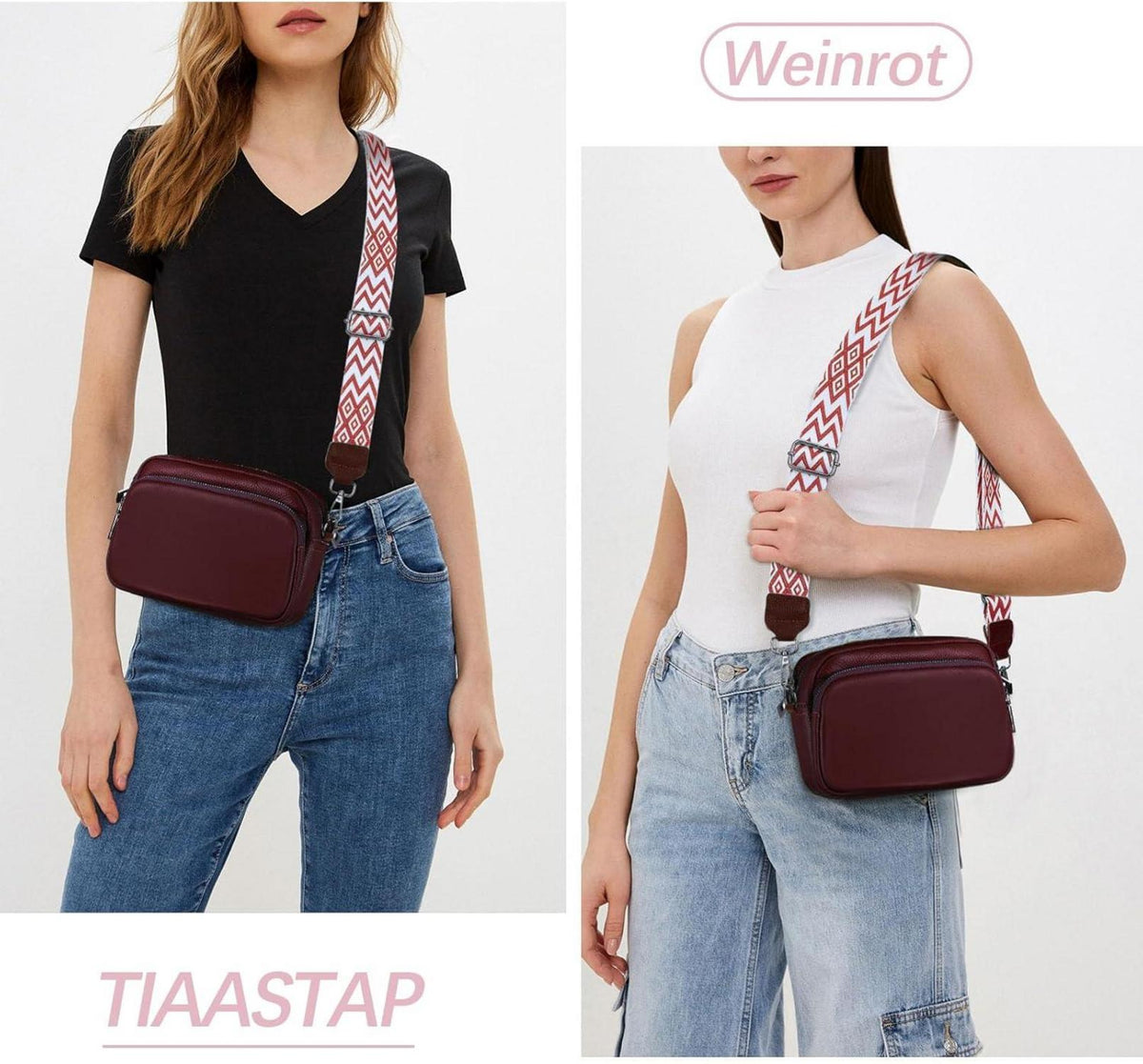 Damen Handy Umhängetasche Echtes Leder Crossbody Bag Breiter