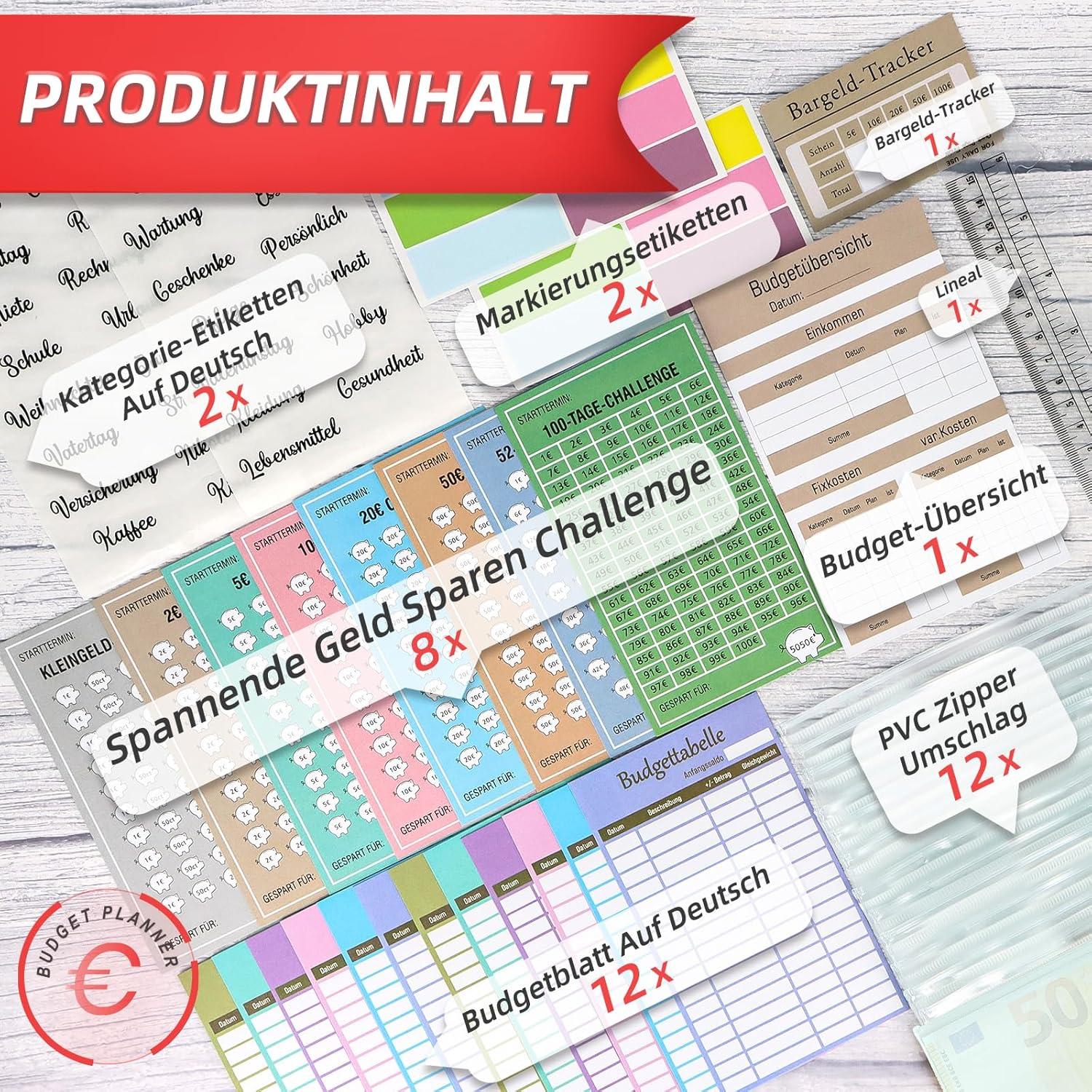 Budget Planner Deutsch Sparbuch A6 Leder Binder Taschen