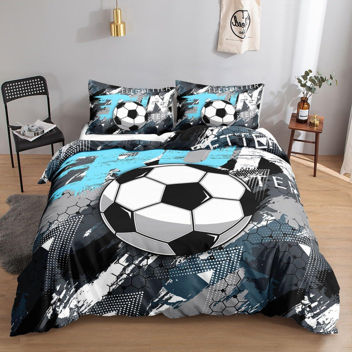 Fußball Bettwäsche Set für Kinder mit Graffiti-Druck 200x200 cm