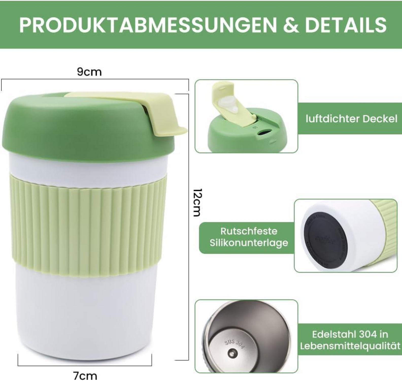 Bugucat Thermobecher Isolierbecher 350ML Edelstahl