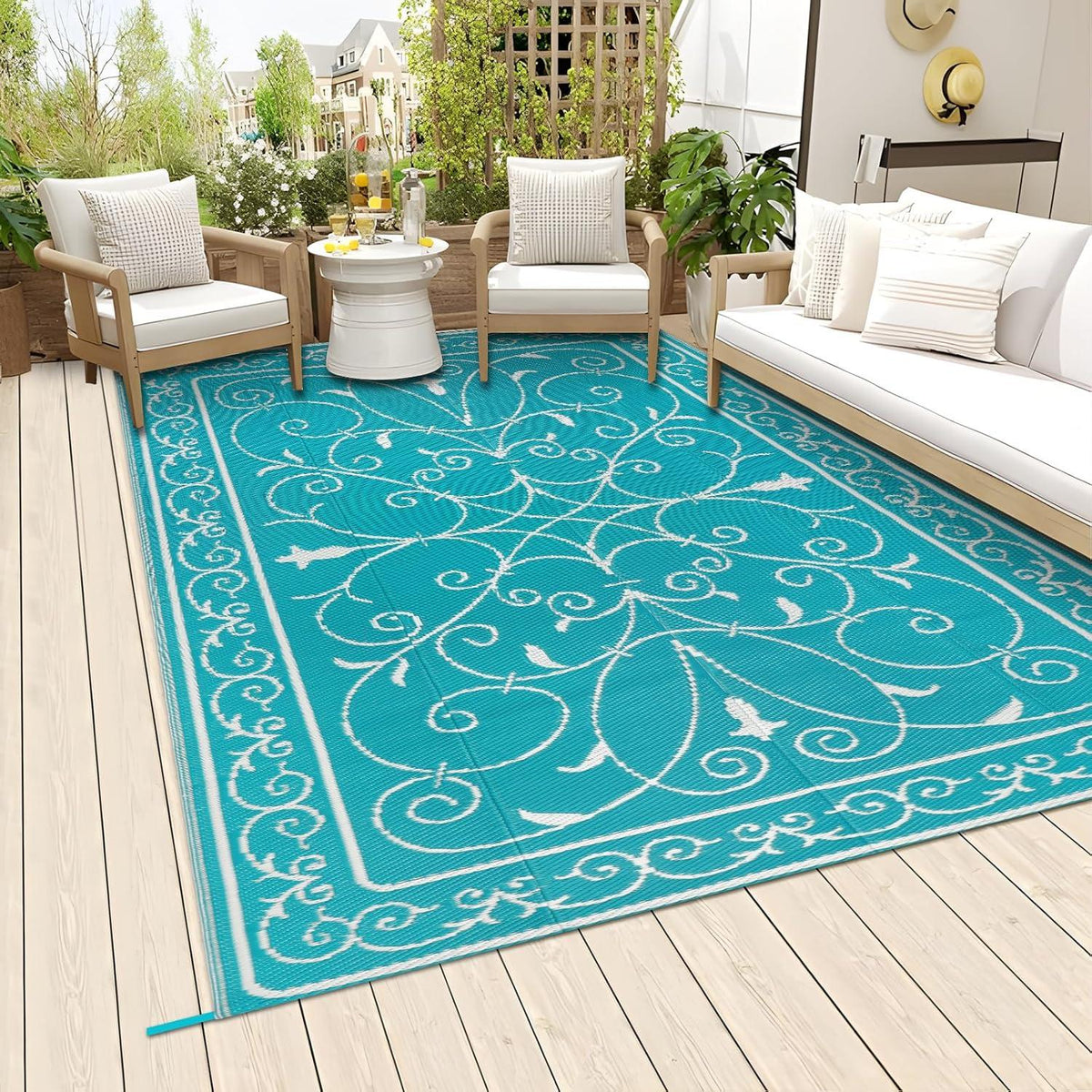 Outdoor Teppich Wetterfest Wendbar Leicht Balkon Garten Picknick