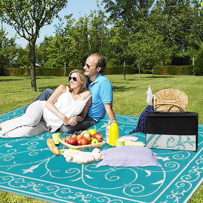 Famibay Outdoor Teppich Wetterfest Wendbar Kunststoff Teppich 150 x 245 cm Teal