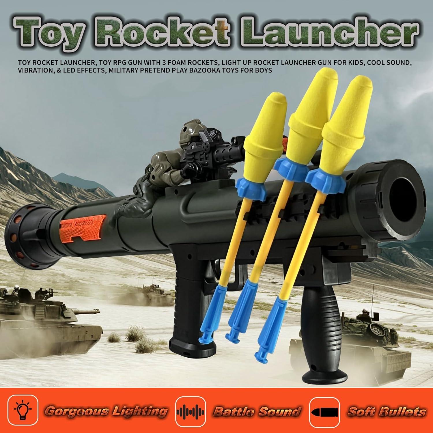 Toy Rocket Launcher mit Light Up, Sound, Vibration & LED-Effekten