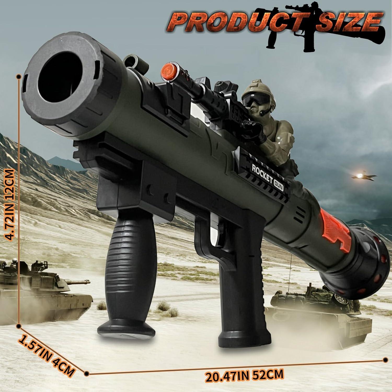 Rocket Launcher Toy Gun mit LED Sound Vibration - 3 Raketen