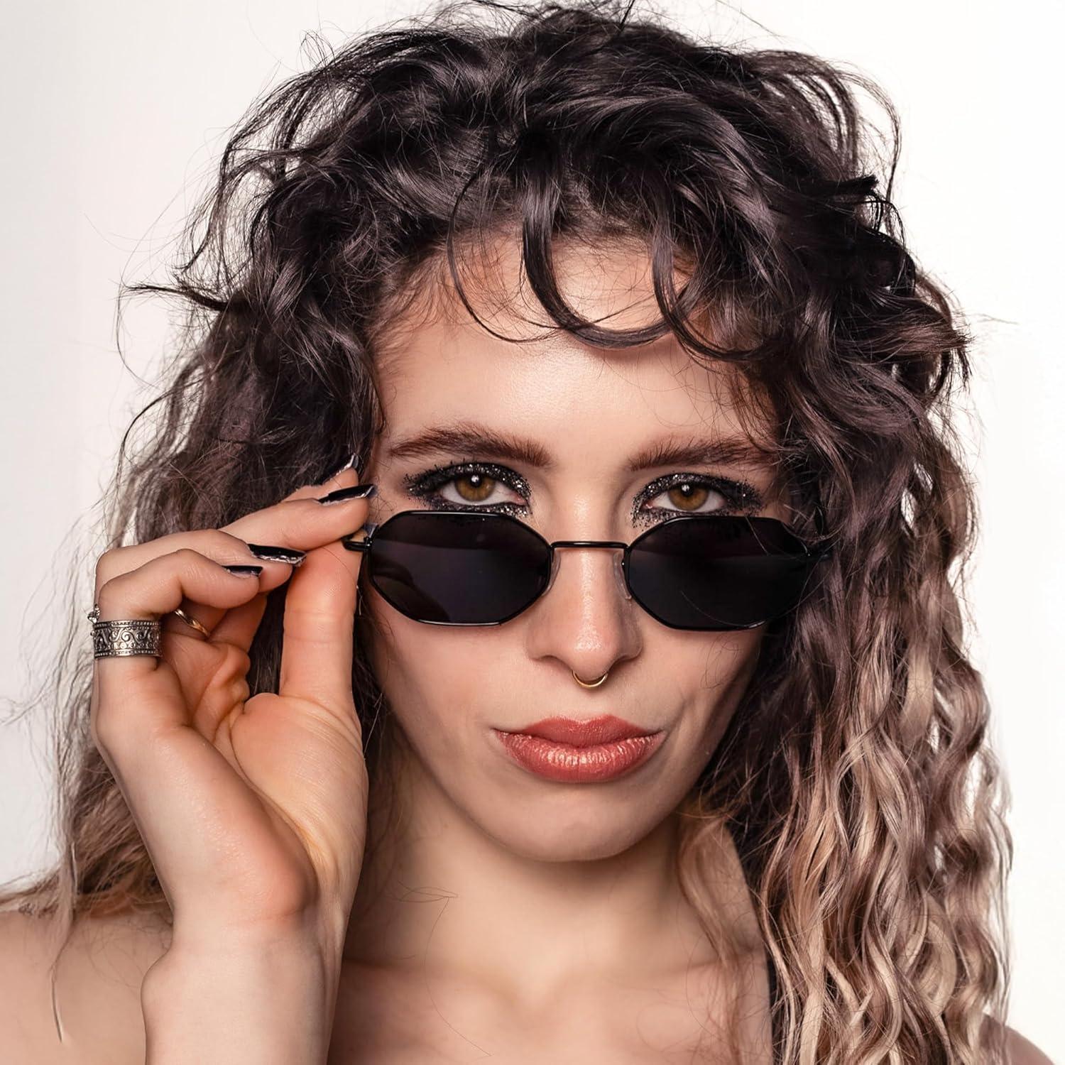 Achteckige Polarisierte Mini Sonnenbrille Vintage Style