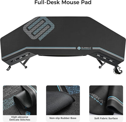 EUREKA ERGONOMIC Gaming Tisch LED 182x76cm Groß PC Computertisch Monitorständer Haken