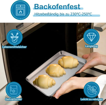 Homikit Edelstahl Backblech rechteckig Spiegelpoliert Ofenblech 26,5x20,5x2,5cm