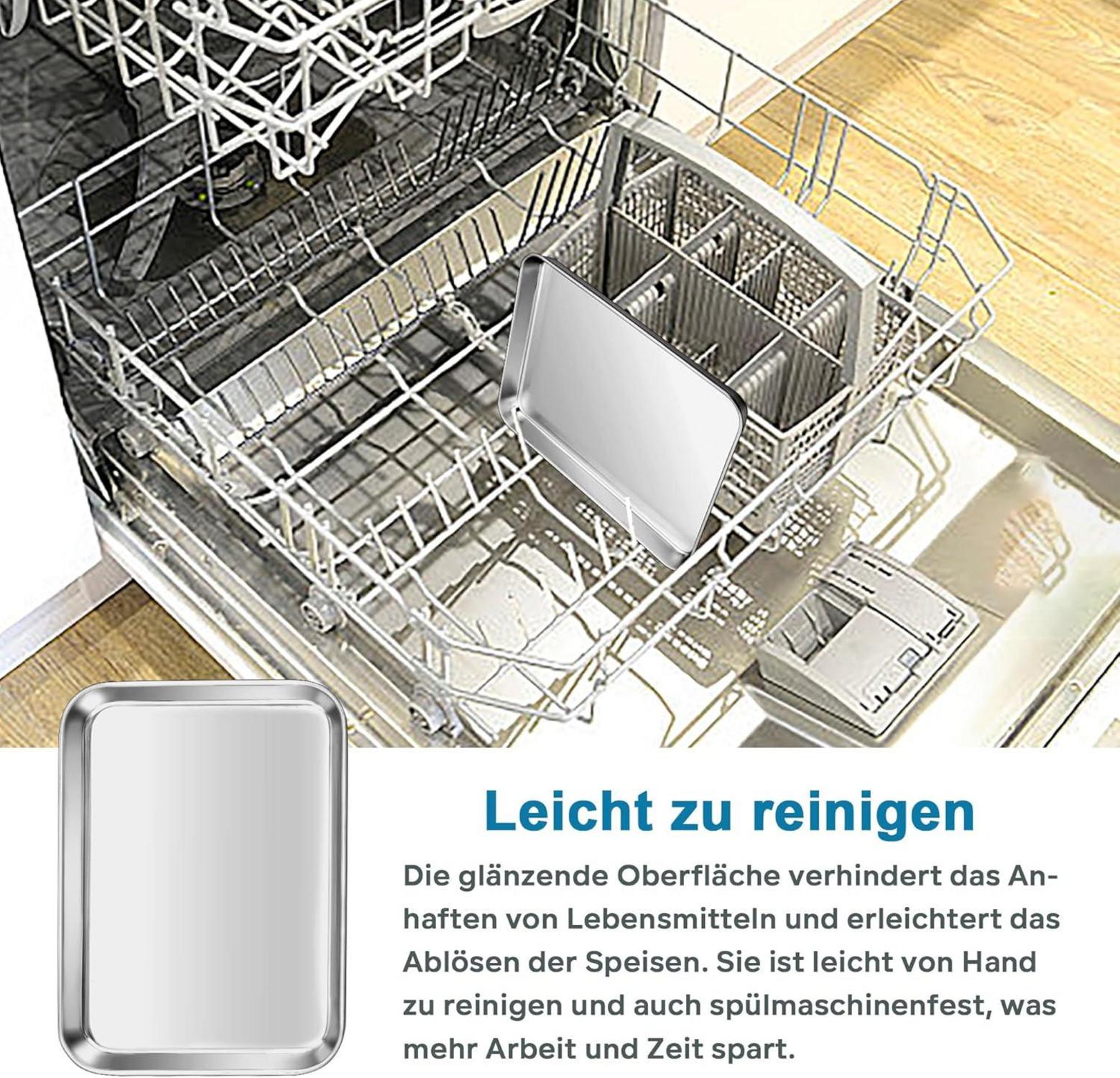 Homikit Edelstahl Backblech Rechteckig 26,5x20,5x2,5cm Spiegelpoliert