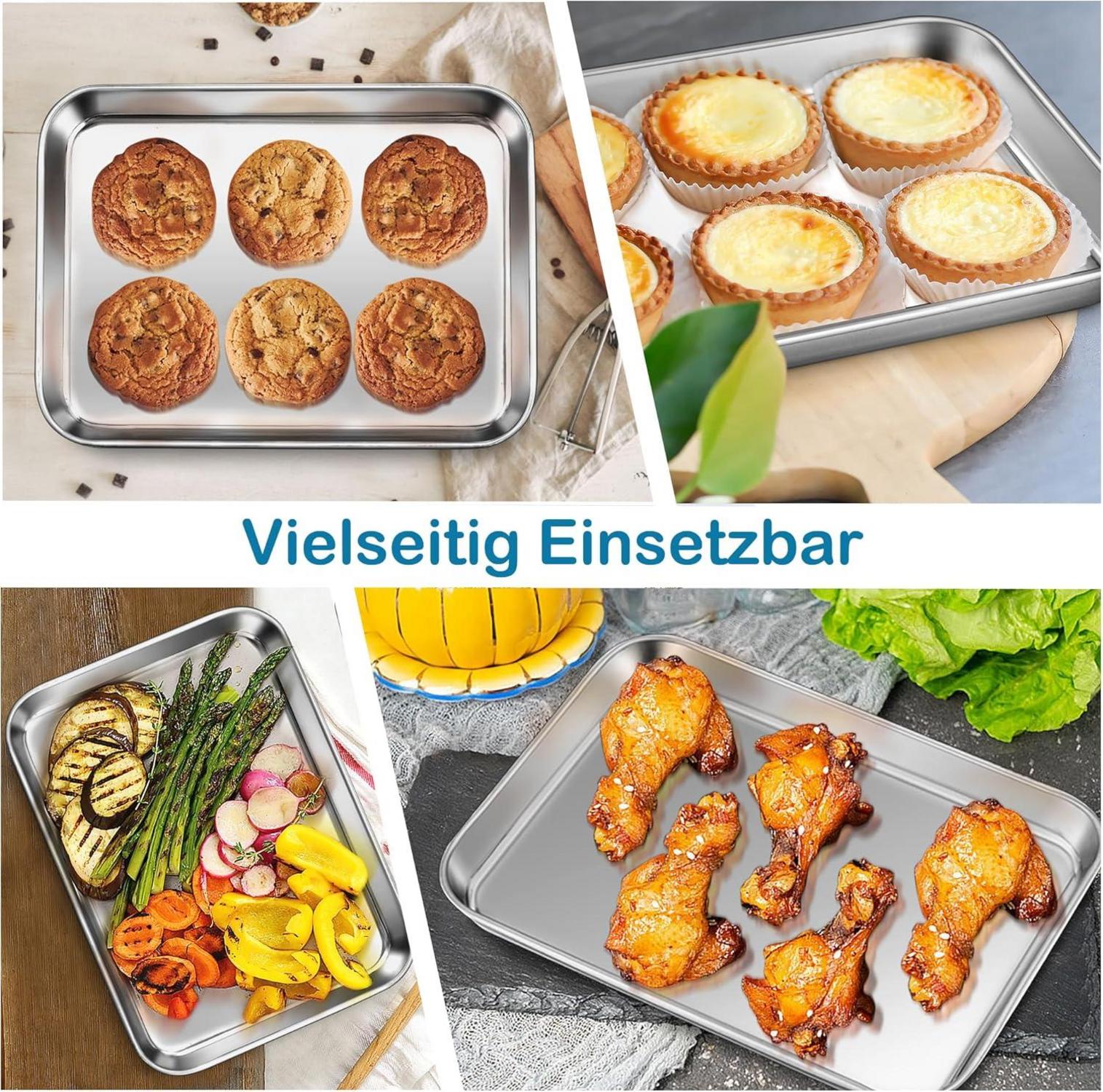 Homikit Edelstahl Backblech Rechteckig 26,5x20,5x2,5cm Spiegelpoliert