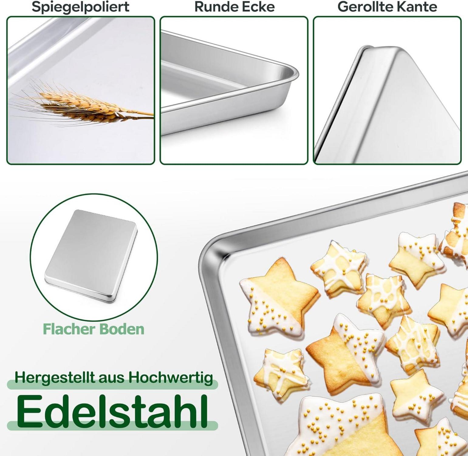 Edelstahl Backblech Rechteckig 30,5x24,7cm Spiegelpoliert