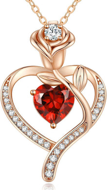Herzhalskette Damen Roségold 925 Silber Geburtsstein Geschenk