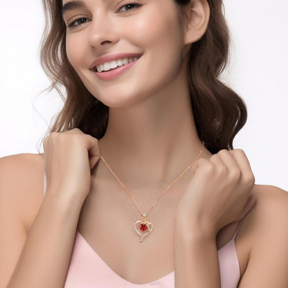 CDE Herz Halskette Damen Rosegold 925 Silber Geburtsstein Geschenk