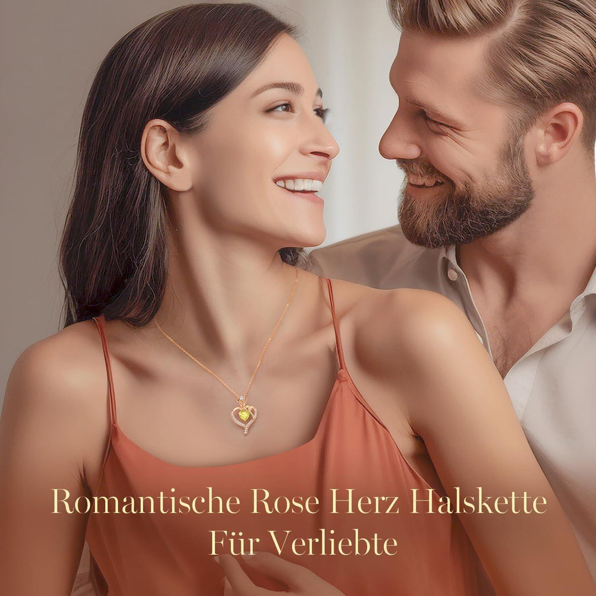 Herz Halskette Damen Rosegold mit Geburtsstein Sterling Silber 925