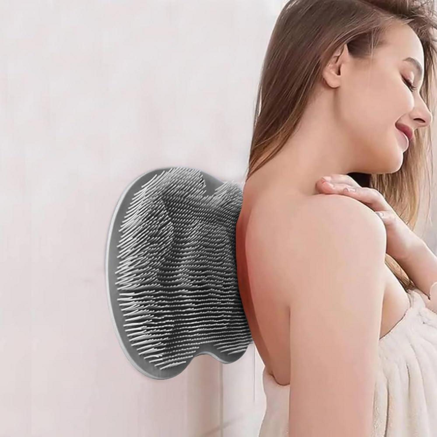 Fußmassagepad mit Saugnapf und Silikon für Dusche und Badmassage, grau