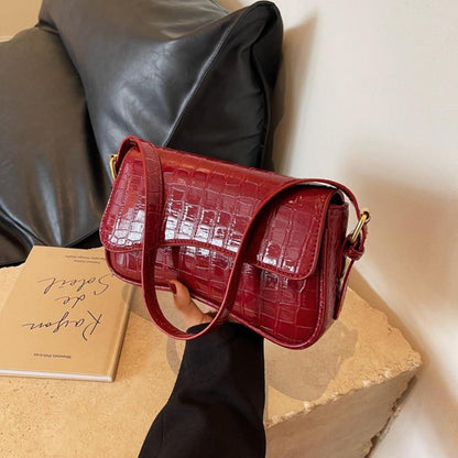 Vintage PU Leder Handtasche mit Reißverschluss, Shoulder Bag Hobo Bag