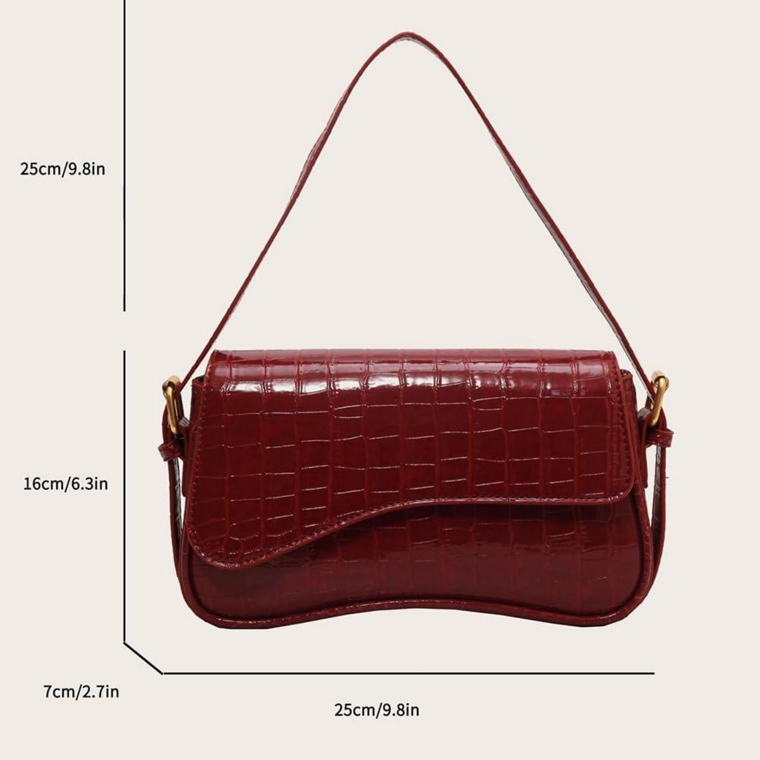TIAASTAP Handtasche Mädchen Shoulder Bag Leder Vintage Aesthetic Rot