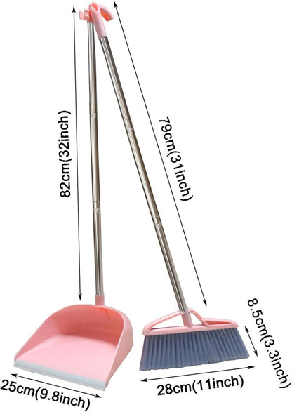 Roellgs Besen Kehrschaufel Set Rosa Langstiel reinigung Kit