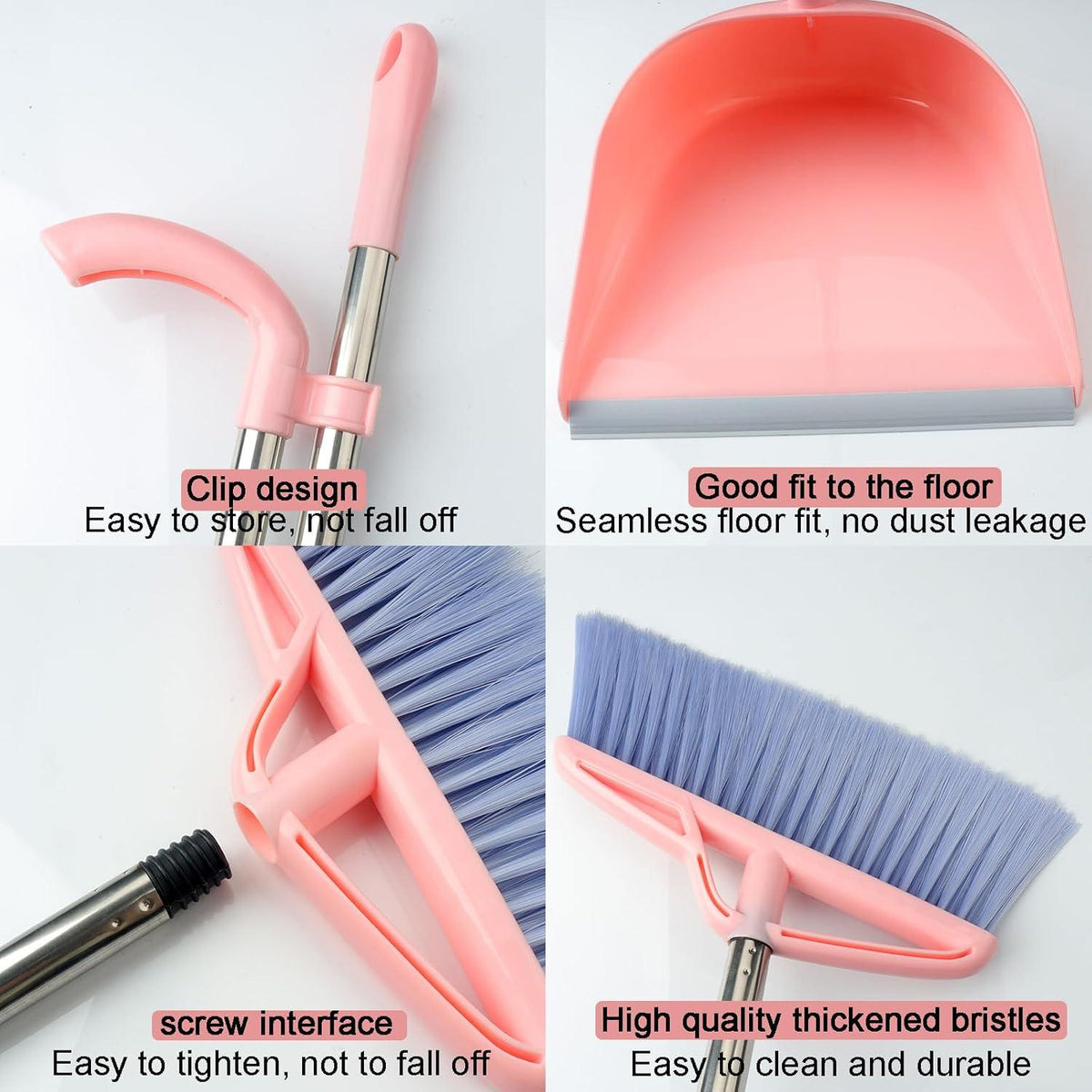 Kehrschaufel Besen Set Langstiel Rosa Home Cleaning Kit