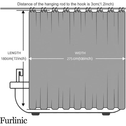 Extra breiter Furlinic Duschvorhang Hellmarineblau 275x180cm