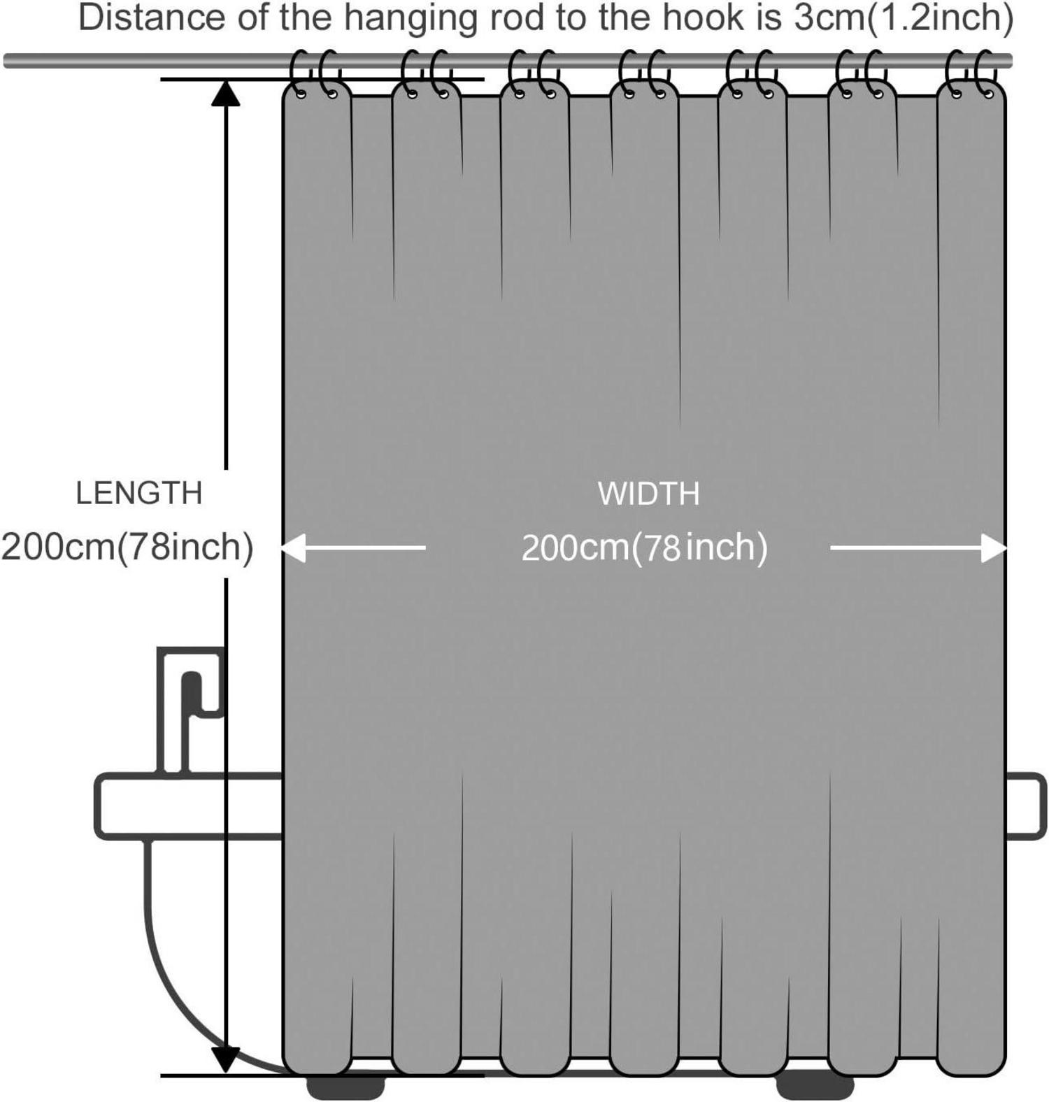 Duschvorhang Überlänge Antibakteriell Textil Waschbar 200x200cm