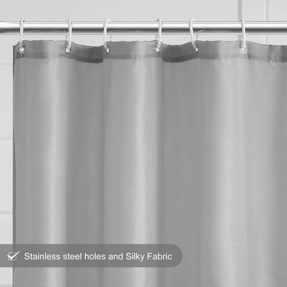 Schmaler Duschvorhang Polyester Grau 150x200 cm mit 10 Duschvorhangringen