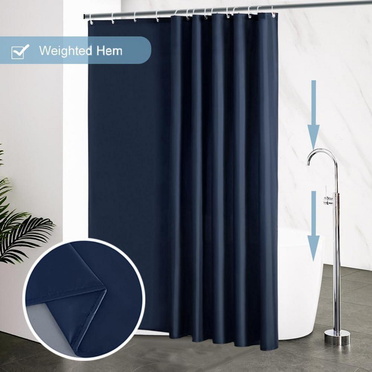 Duschvorhang Extra Groß Dunkelblau Textil Antibakteriell 200x210cm