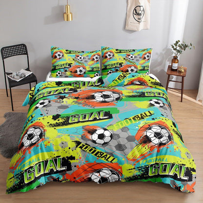 Fußball Bettwäsche Set für Kinder – Graffiti Cartoon Design 200x200cm