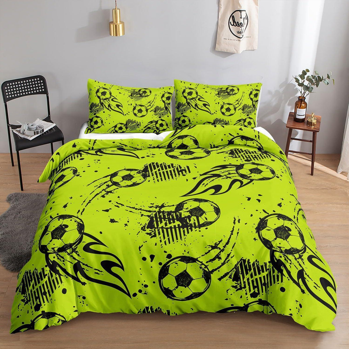 Fußball Bettwäsche Set für Kinder – Graffiti Cartoon Design 200x200cm