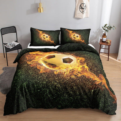 Fußball Bettwäsche Set für Kinder – Flammen Design 200x200 cm