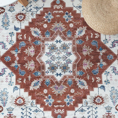 Vintage Kurzflor Teppich Orange 300x400 cm - Wohnzimmer Teppich