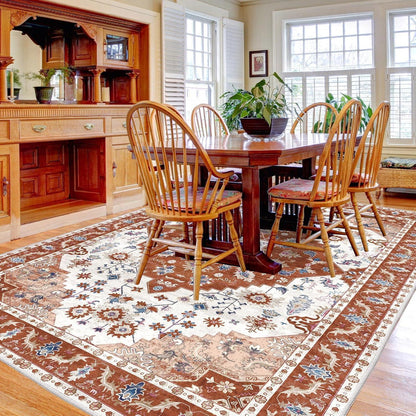 Vintage Kurzflor Teppich Orange 300x400 cm - Wohnzimmer Teppich