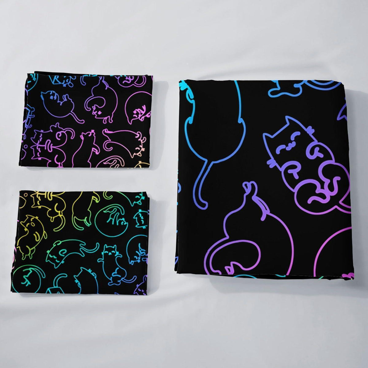 Katzen Bettwäsche-Set für Kinder mit leuchtendem Druck 200x200cm