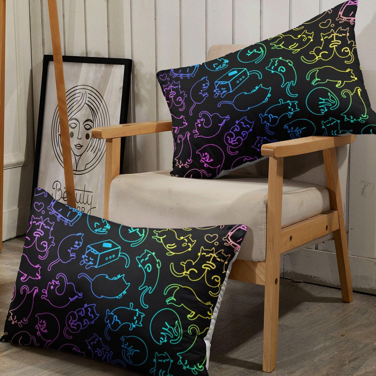 Katzen Bettwäsche-Set für Kinder mit leuchtendem Druck 200x200cm