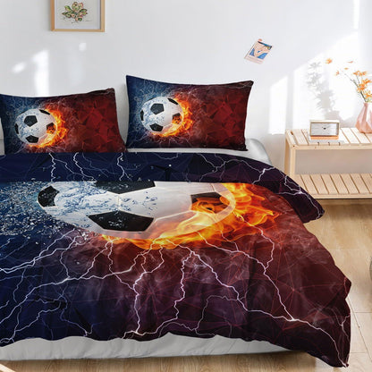Fußball Bettwäsche Set Kinder – Eis & Feuer Design 200x200cm