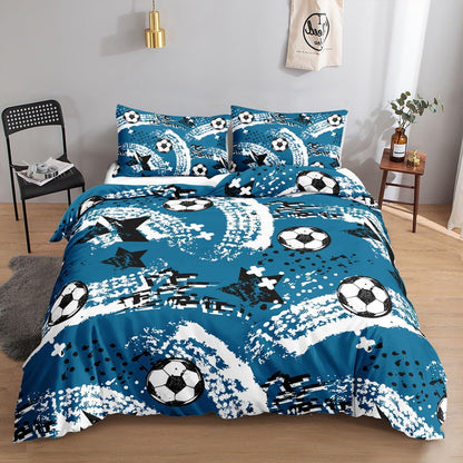 Fußball Bettwäsche Set für Kinder – Blauer Graffiti-Druck 200x200cm