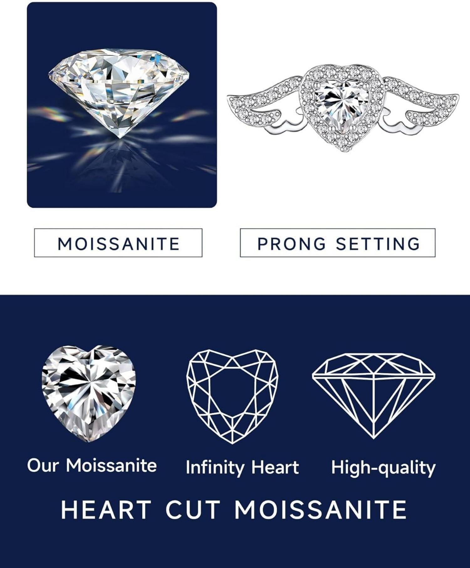 Moissanit Halskette Damen 925 Silber Anhänger Engelsflügel