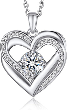 Moissanite Herz Halskette Silber 925 Anhänger Rose Herz Personalisiert