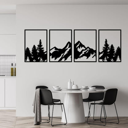 Metall Berg Wandkunst Set 4 Stück Bergwald Deko Gemälde