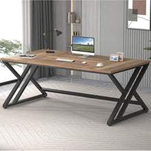Rustikaler großer Industrie Computertisch Holz PC Arbeitszimmer Büro