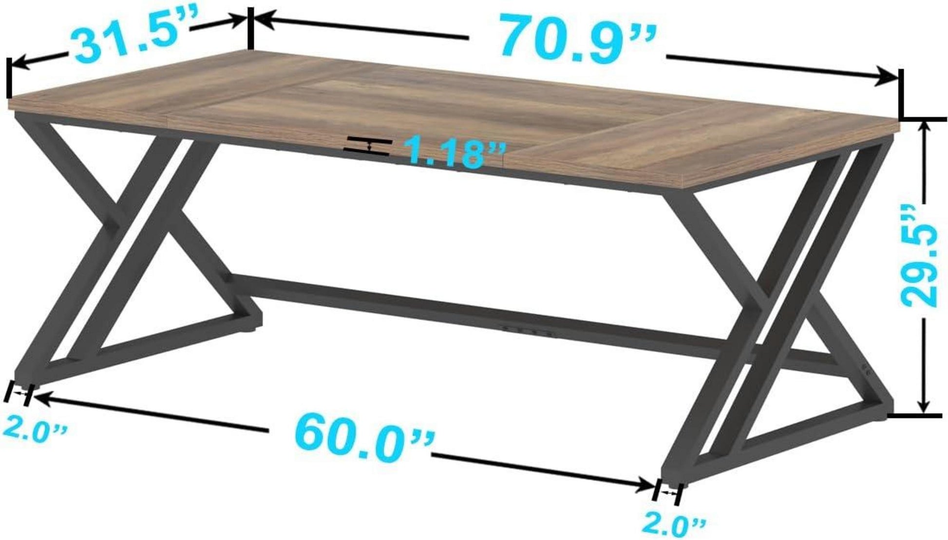 Rustikaler großer Computertisch Holz Heimbüro-Schreibtisch