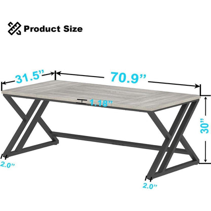 Großer Schreibtisch 180x80cm Grau Eiche mit Metallgestell